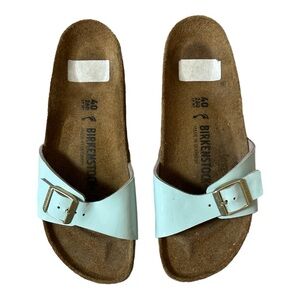 Birkenstock Madrid Birko-Flor Buckle Single Strap Sandals Blue Size 40
